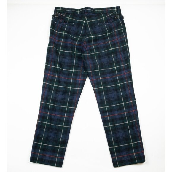 Ralph Lauren Rugby Plaid Wool Dress Pants Mens 34x29 Flat Front Preppy Tartan - Picture 3 of 14